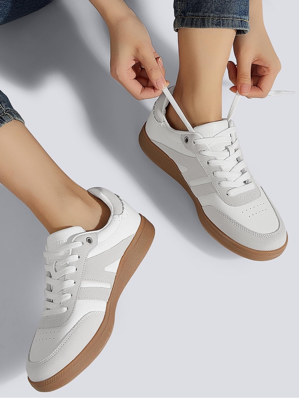 LUCKY STEP Casual Trainers
Retro Gum Sole Sneakers Skate
Shoes Women